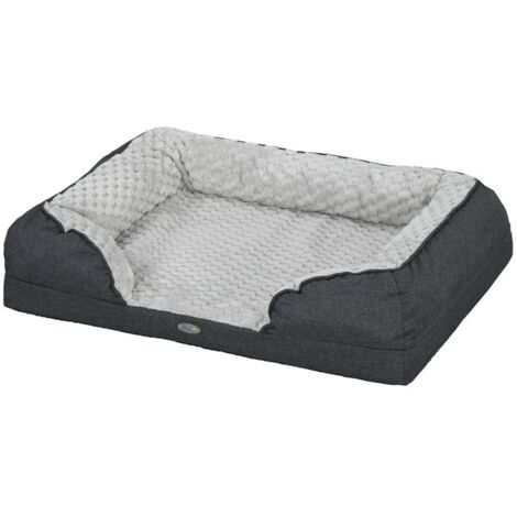 LETTINO PER CANI TAGLIA MEDIA IMBOTTITO CON CUSCINO RIMOVIBILE LAVABILE. 90X69X21CM. GRIGIO CARBONE