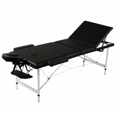 Lettino Pieghevole da Massaggio Nero 3 Zone con Telaio Alluminio vidaXL 120336