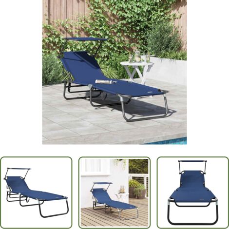 Lettino pieghevole -  Lettino prendisole pieghevole Blu 190 x 57 x 81 cm Oxford