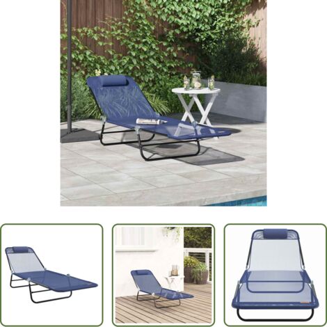 Lettino pieghevole -  Lettino prendisole pieghevole Blu navy 182 x 55 x 85,5 cm