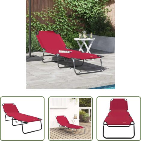 Lettino pieghevole -  Lettino prendisole pieghevole Rosso 188 x 57 x 86,5 cm