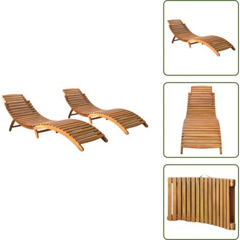 Lettino pieghevole - vidaXL Lettini Prendisole 2 pz in Legno Massello d'Acacia - Lettino da giardino