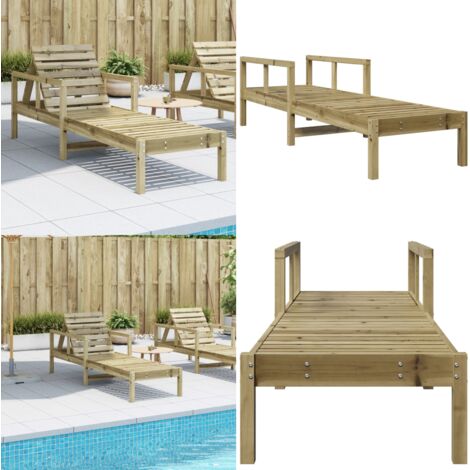 Lettino Prendisole 199,5x62x55 cm in Legno Impregnato di Pino - Lettino prendisole - Lettino da piscina