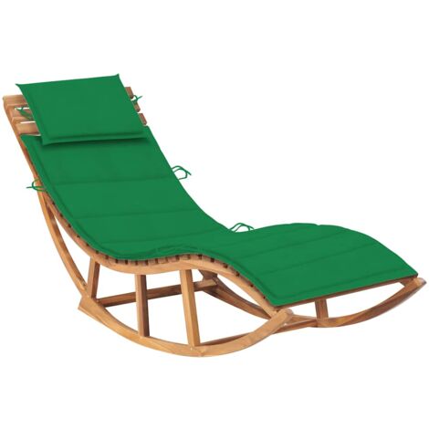 Lettino Prendisole a Dondolo con Cuscino in Massello di Teak