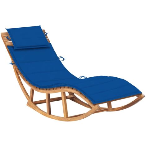 Lettino Prendisole a Dondolo con Cuscino in Massello di Teak