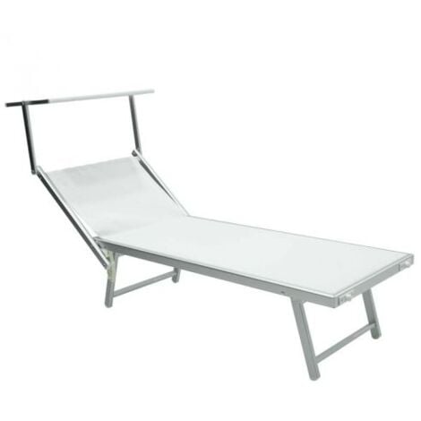 Lettino Prendisole Alluminio Pieghevole LIDO Spiaggia Giardino Bianco 190x60x40