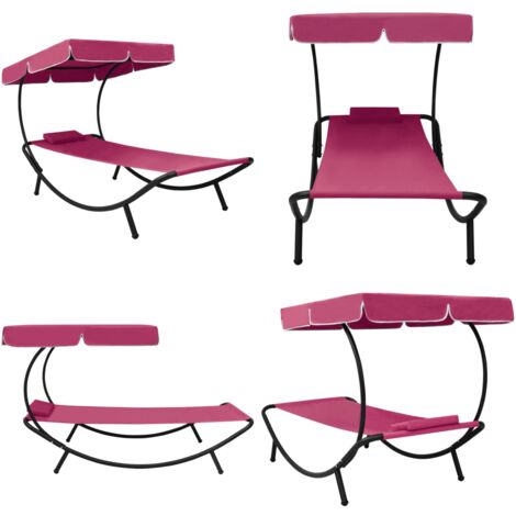 Lettino Prendisole con Baldacchino e Cuscino Rosa - Cuscino - Baldacchino