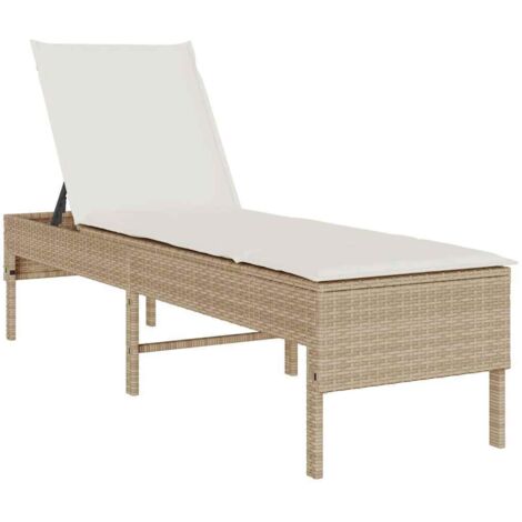 Lettino Prendisole con Cuscini Beige 55x200x44 cm in Polyrattan vidaXL