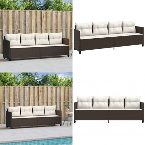 Lettino Prendisole con Cuscini Marrone in Polyrattan - Cuscino - Rattan PE