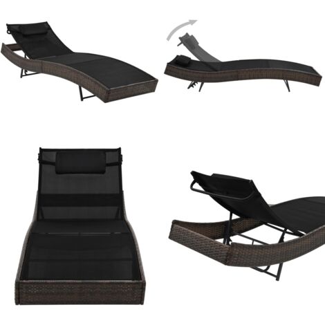 Lettino Prendisole con Cuscino in Polyrattan Marrone - Polyrattan - Cuscino