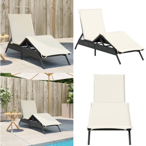 Lettino Prendisole con Cuscino Nero in Polyrattan - Cuscino - Rattan PE