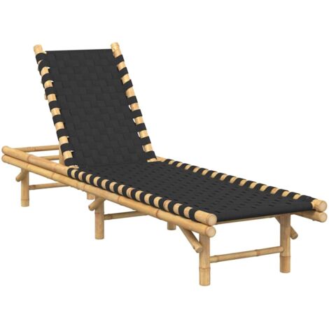 Lettino Prendisole con Fettuccia Intrecciata Nera 55x200x30 cm vidaXL