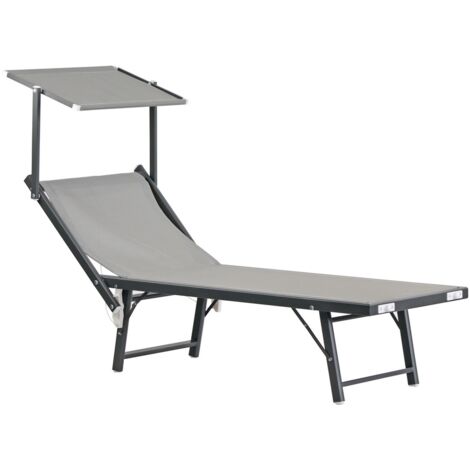 Lettino Prendisole da Giardino 181x60xH39 cm in alluminio grigio Bagnino