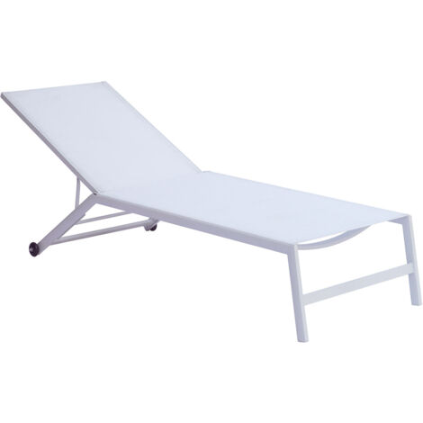 Lettino Prendisole da Giardino 195x70x34 cm con Ruote Avorio