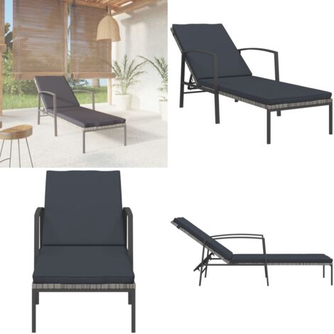 Lettino Prendisole da Giardino con Cuscino Polyrattan Grigio - Lettino prendisole - Lettino esterno