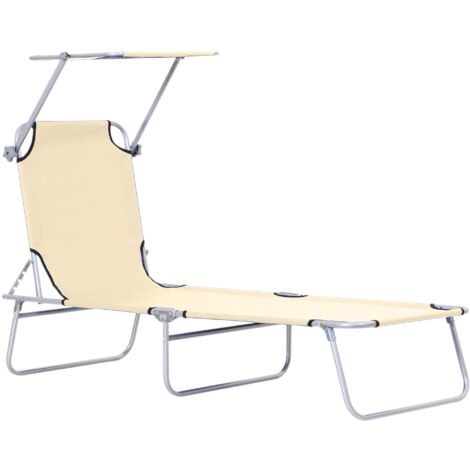 Lettino Prendisole da Giardino Pieghevole 187x58x36 cm in Metallo e Tessuto Oxford Beige