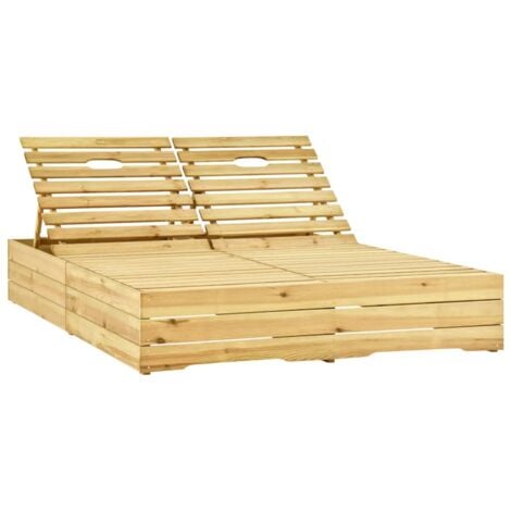 Lettino da giardino doppio 197x40h cm in legno con tetto mobile - Ranch