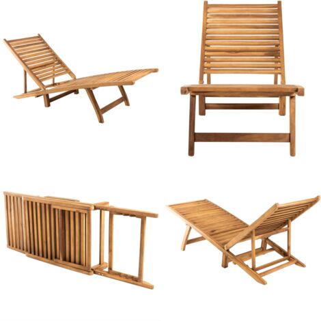 Lettino Prendisole in Legno Massello di Teak - Lettino in legno - Lettino in teak