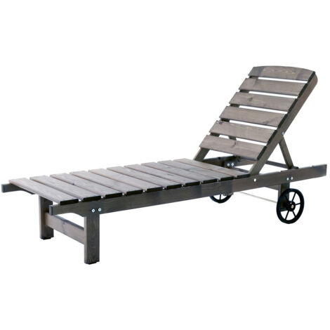 Lettino prendisole in legno Modello VENTA 173 x 61 x 31/90 h. cm - Verniciato Grigio