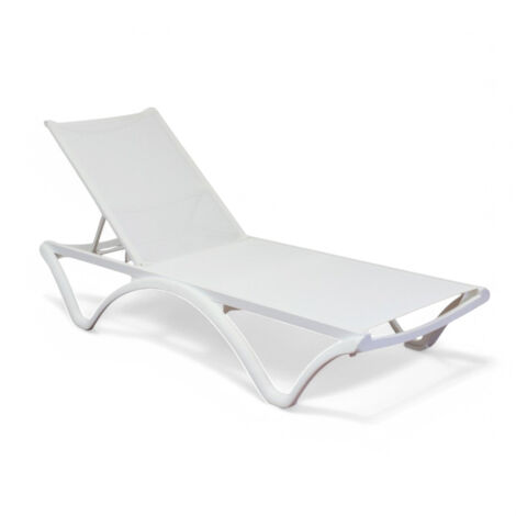 Lettino prendisole in polipropilene impilabile 190x70xH32 cm -  Bianco