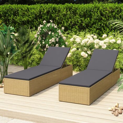 Lettino Prendisole in Polyrattan Marrone e Grigio Scuro vidaXL