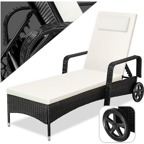 Lettino prendisole in rattan con ruote - sdraio, sdraio da giardino, lettino mare