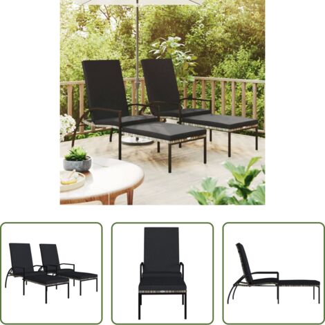 Lettino prendisole -  Lettini Prendisole 2 pz con Poggiapiedi in Rattan PE Grigio