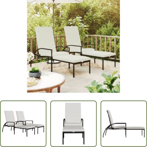 Lettino prendisole -  Lettini Prendisole 2 pz con Poggiapiedi in Rattan PE Marrone