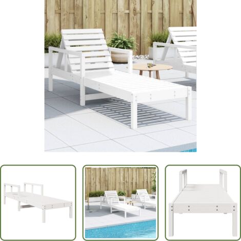 Lettino prendisole -  Lettino Prendisole Bianco 199,5x62x55 cm Legno Massello di Pino