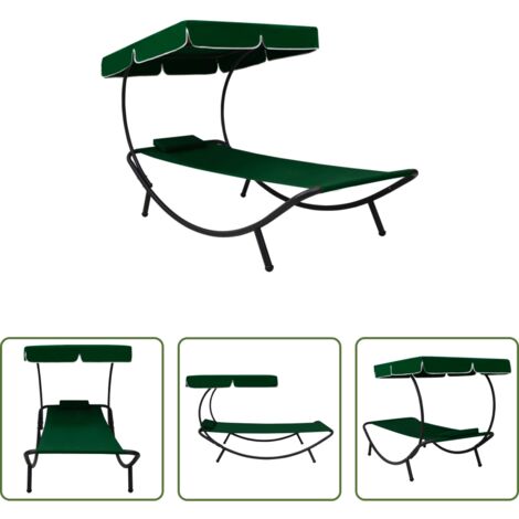 Lettino prendisole -  Lettino Prendisole con Baldacchino e Cuscino Verde