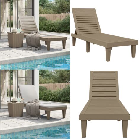 Lettino Prendisole Marrone 155x58x83 cm in Polipropilene - Polipropilene - Schienale regolabile