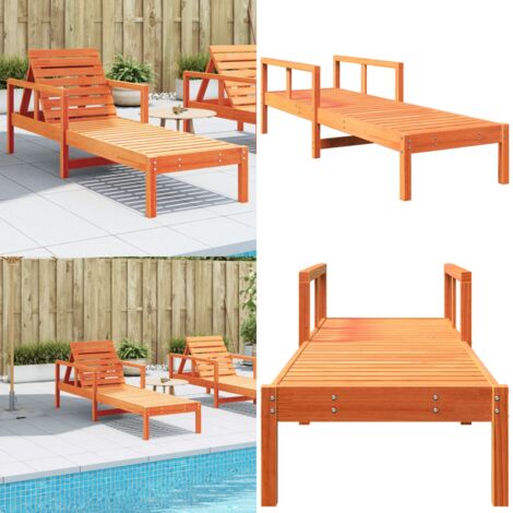 Lettino Prendisole Marrone Cera 199,5x62x55 cm Massello di Pino - Lettino da giardino - Lettino da piscina