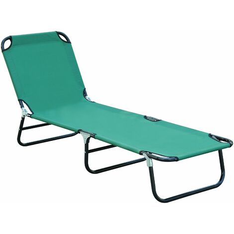 Lettino Prendisole Pieghevole 190x56x28 cm in Acciaio e Tessuto Oxford Verde