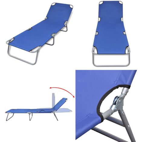 Lettino Prendisole Pieghevole Acciaio Verniciato a Polvere Blu - Lettino in acciaio - Lettino per vacanze