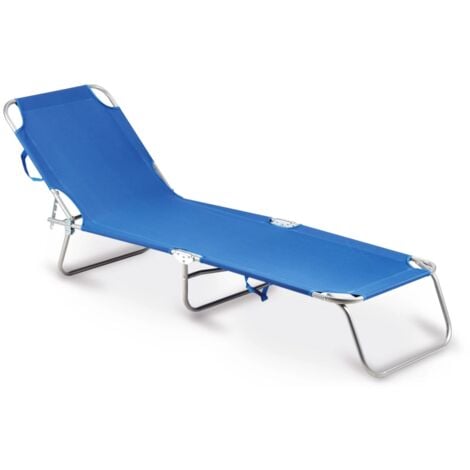 lettino prendisole pieghevole e reclinabile essenza "maiorca" in acciaio e pvc blu 188x24x55 cm