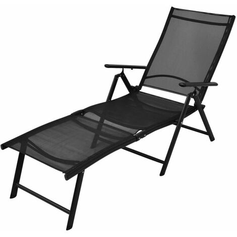 Chaise longue pliable Aluminium Noir   - Noir