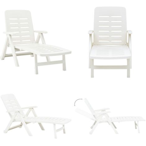 Lettino Prendisole Pieghevole in Plastica Bianco - Lettino pieghevole - Lettino esterno