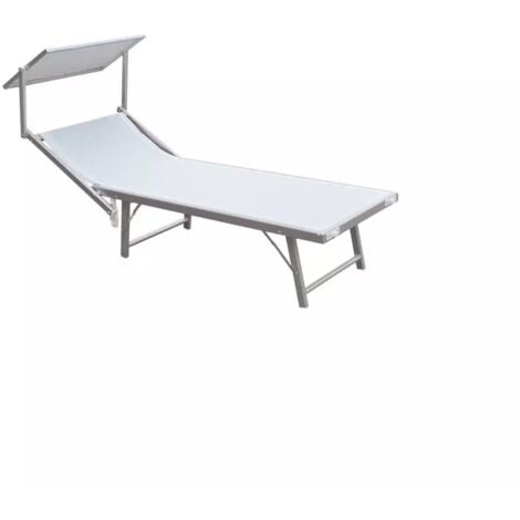 lettino prendisole reclinabile essenza "ibiza" in alluminio e textilene bianco 183x59x36 cm