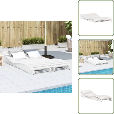 Lettino prendisole - vidaXL Lettini Prendisole 2pz Bianchi 205x60x31,5 Legno Massello Pino - Lettino a doghe