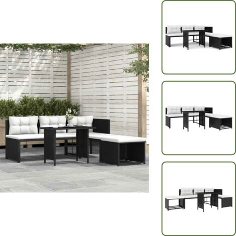 Lettino prendisole - vidaXL Set Divani da Giardino 4 pz in Polyrattan Nero - Tavolo da giardino