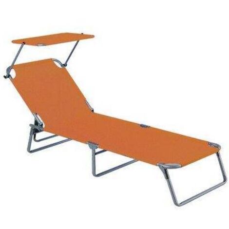 Lettino sand con parasole domus acciaio/poly arancio cm 58x190 hCm 27