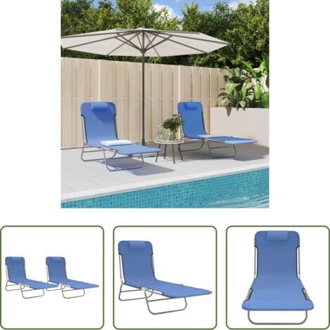 Lettino sdraio -  Lettini Prendisole 2 pz Blu in Textilene e Acciaio