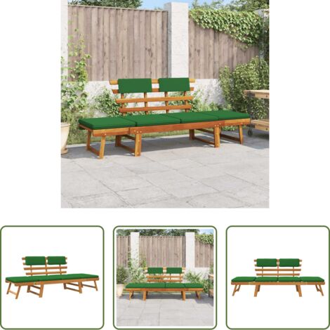 Lettino sdraio - Panca da Giardino Cuscini 2-in-1 190 cm Legno Massello d'Acacia