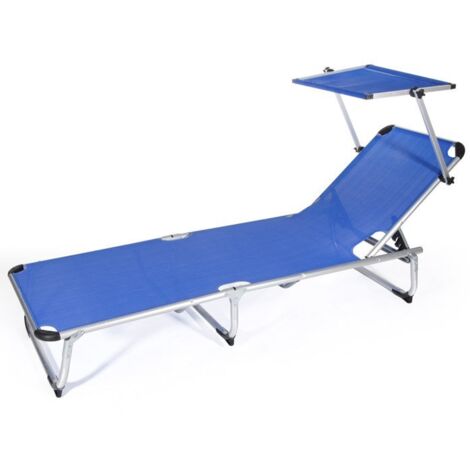 LETTINO SPIAGGIA CON PARASOLE cm 187 x 60 x h 30 - telo blu