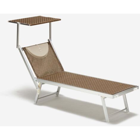 Lettino Prendisole Portatile Da Spiaggia Con Ruote E Cuscino - 146x62x15 Cm