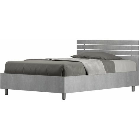 Letto 1 Piazza e Mezzo 120x190 cm con Rete Ankel Testata Doghe Dritta Cemento