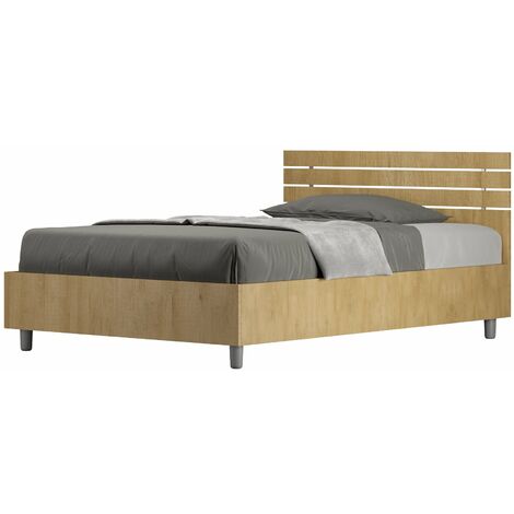 Letto 1 Piazza e Mezzo 120x190 cm con Rete Ankel Testata Doghe Dritta Quercia