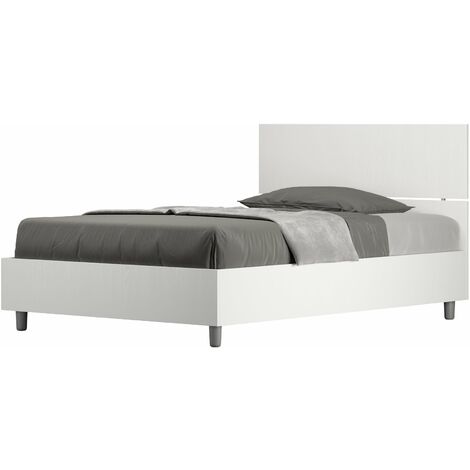 Letto 1 Piazza e Mezzo 120x190 cm con Rete Demas Testata Dritta Bianco Frassino