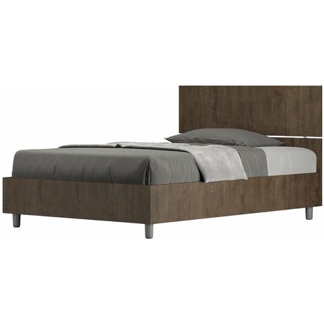 Letto 1 Piazza e Mezzo 120x190 cm con Rete Demas Testata Dritta Noce