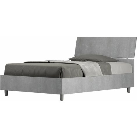 Letto 1 Piazza e Mezzo 120x190 cm con Rete Demas Testata Inclinata Cemento